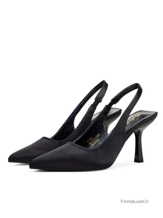 Shoes - Slingback Kitten Heel Stiletto Pumps Pointed Toe Party Office